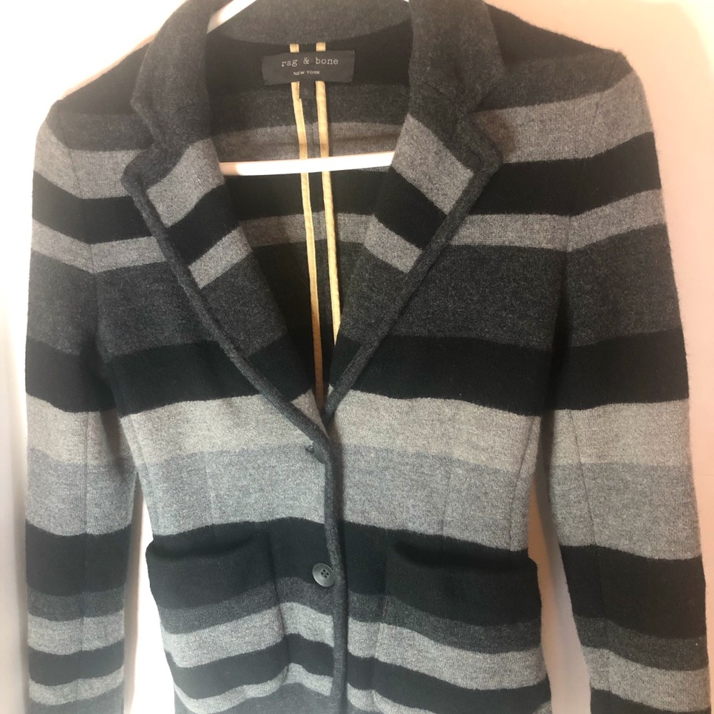 Rag & Bone Striped Black & Gray Women’s Cardigan/Sweater
